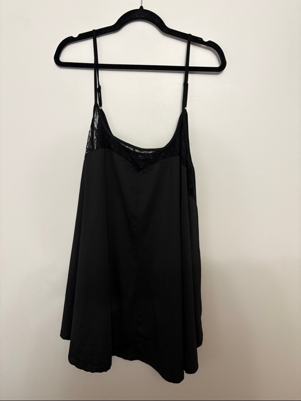 Black Lace-Trim Chemise with Adjustable Straps